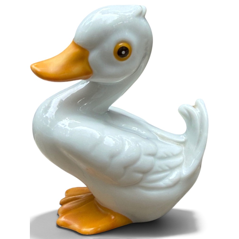 Homco Duck Figurine 1414 White Orange Beak Taiwan Farmhouse Cottage Decor